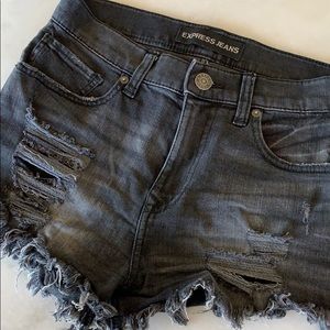Black denim shorts